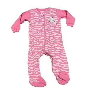 4/$20 Tuffy Baby Girl 6 month Zip up Sleeper PJs Zebra Pink Romper Outfit 🛑